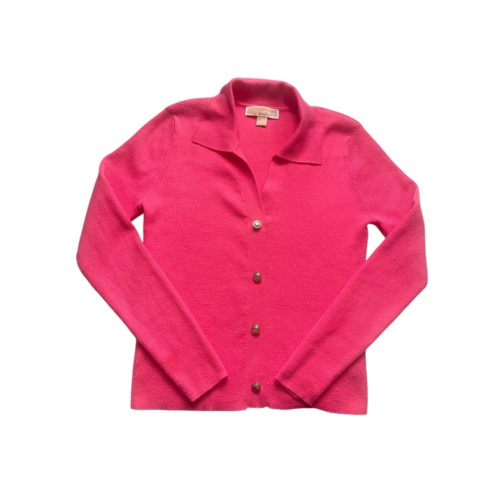 Bright‎ Pink V-neck MK Cardigan M